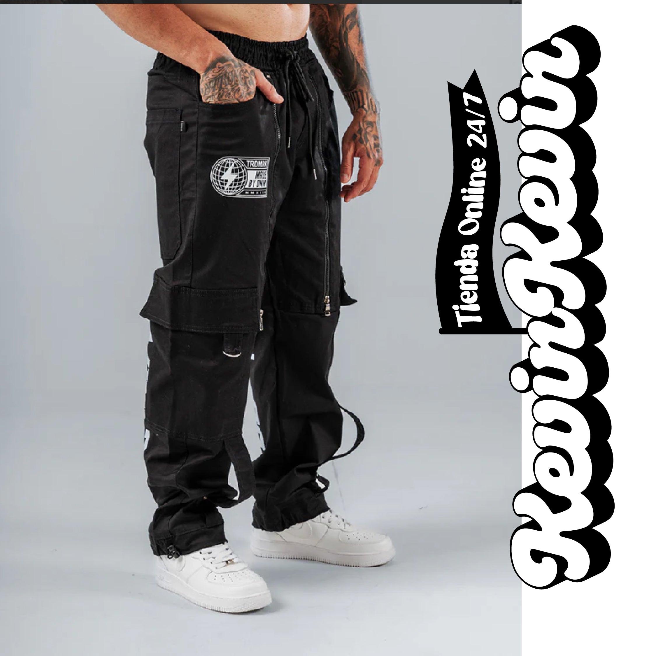 CARGOS PREMIUM™🌟 | Pantalón Jogger Con Cierre Negro estampados - EDICIÓN LIMITADA